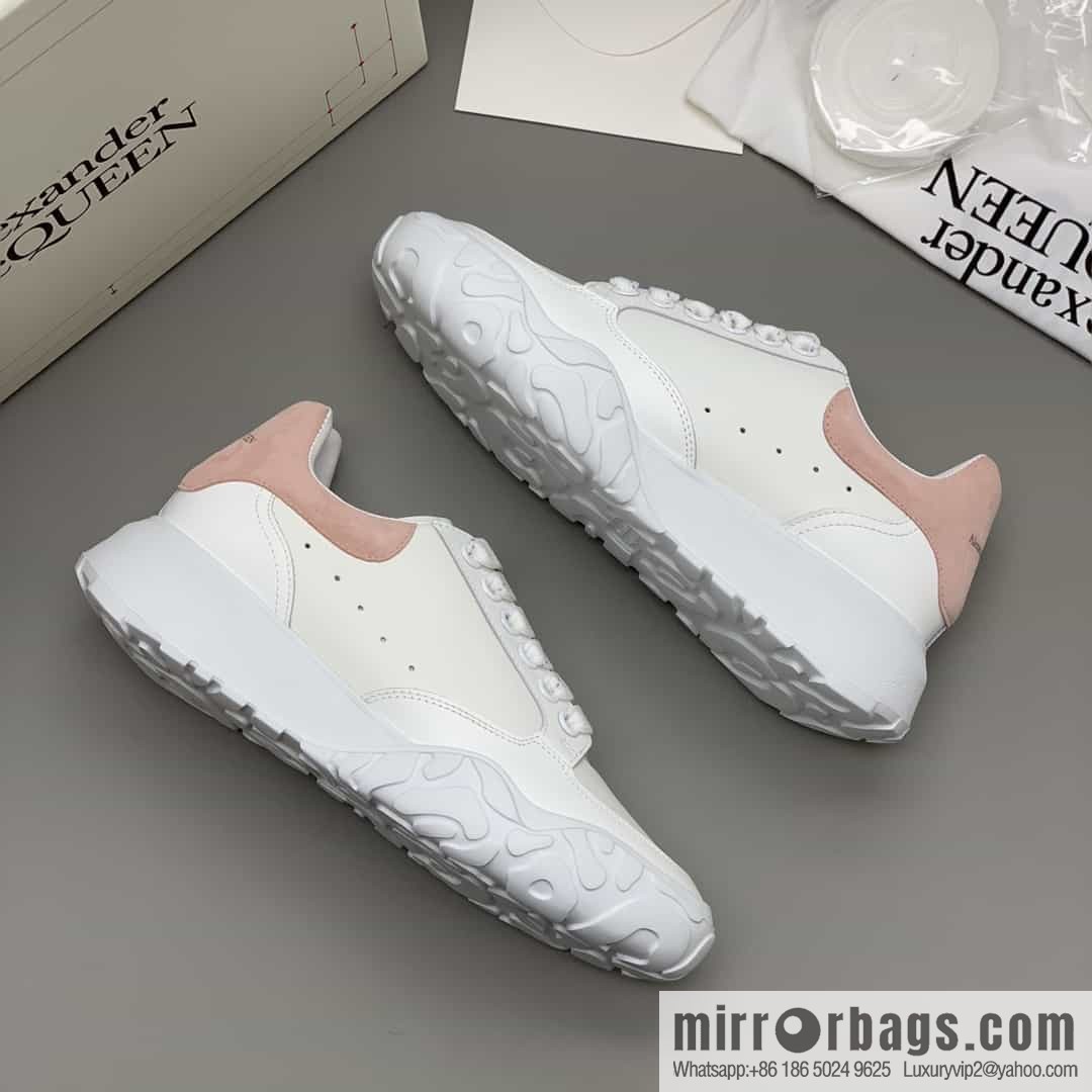 McQueen, leather material, heel pink matte leather patchwork women's sneakers