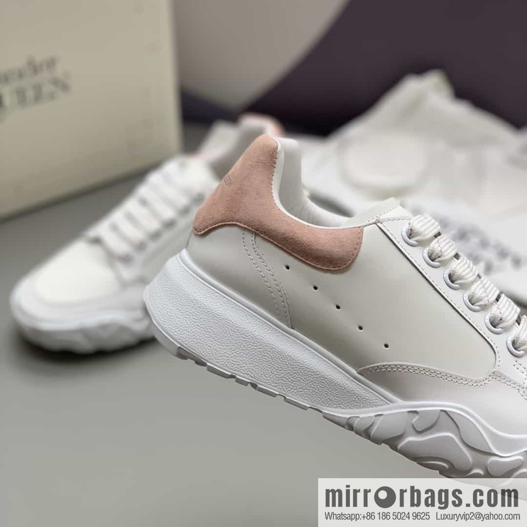 McQueen, leather material, heel pink matte leather patchwork women's sneakers
