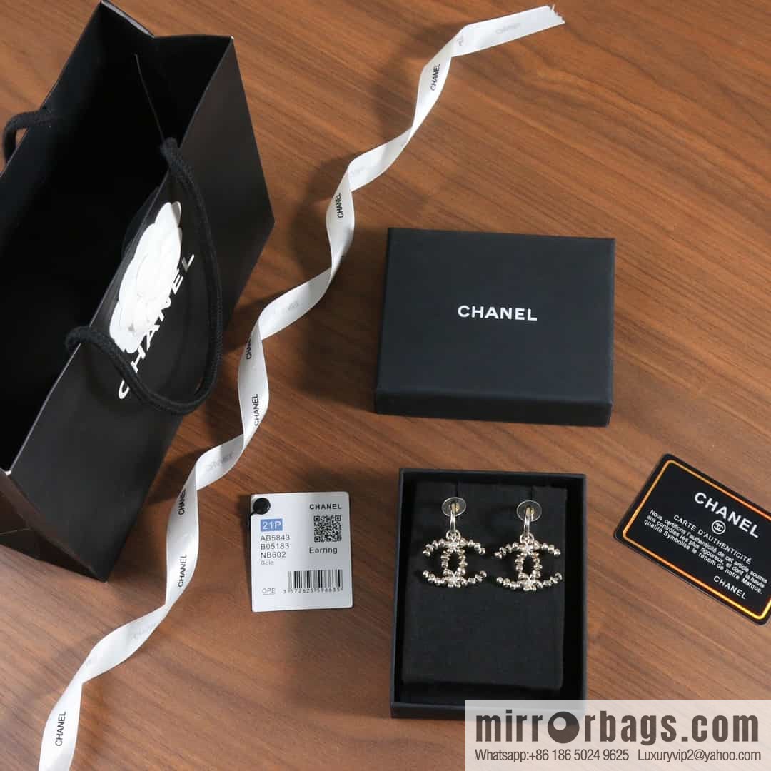 New ☑️ Chanel C2 double c gold bead stud earrings