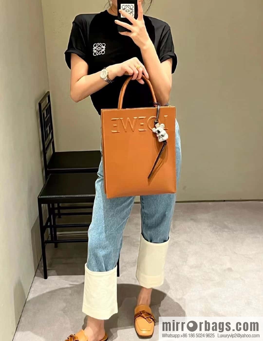 LOEWE latest show A4 tote music bag tote bag 0690 brown