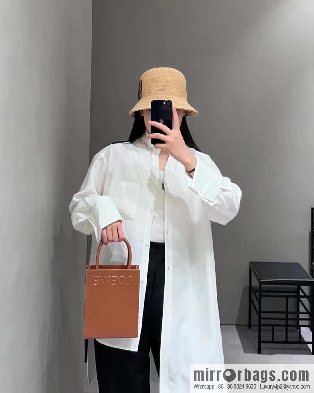 LOEWE latest show A5 tote music small tote bag 0691 brown