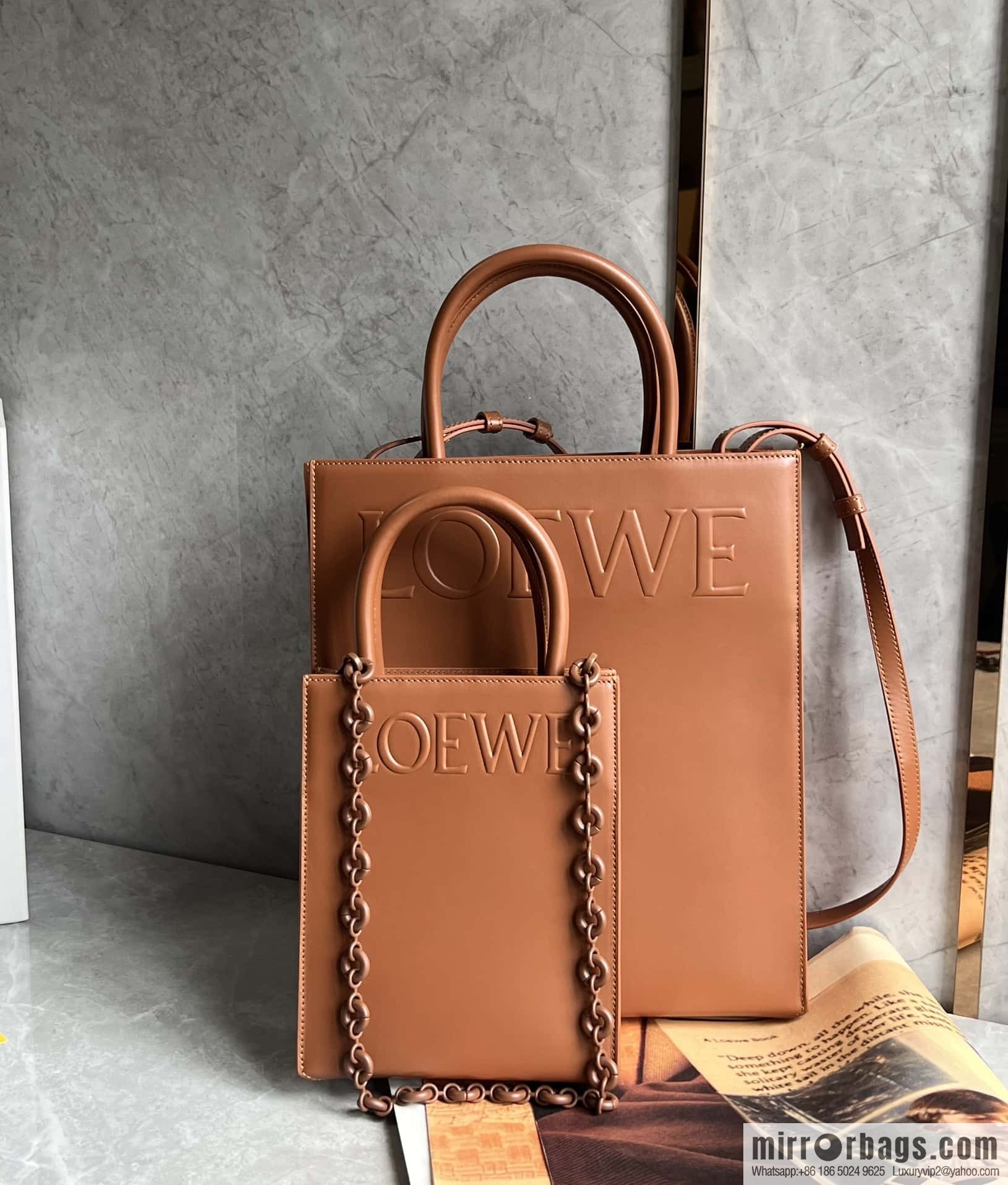 LOEWE latest show A5 tote music small tote bag 0691 brown