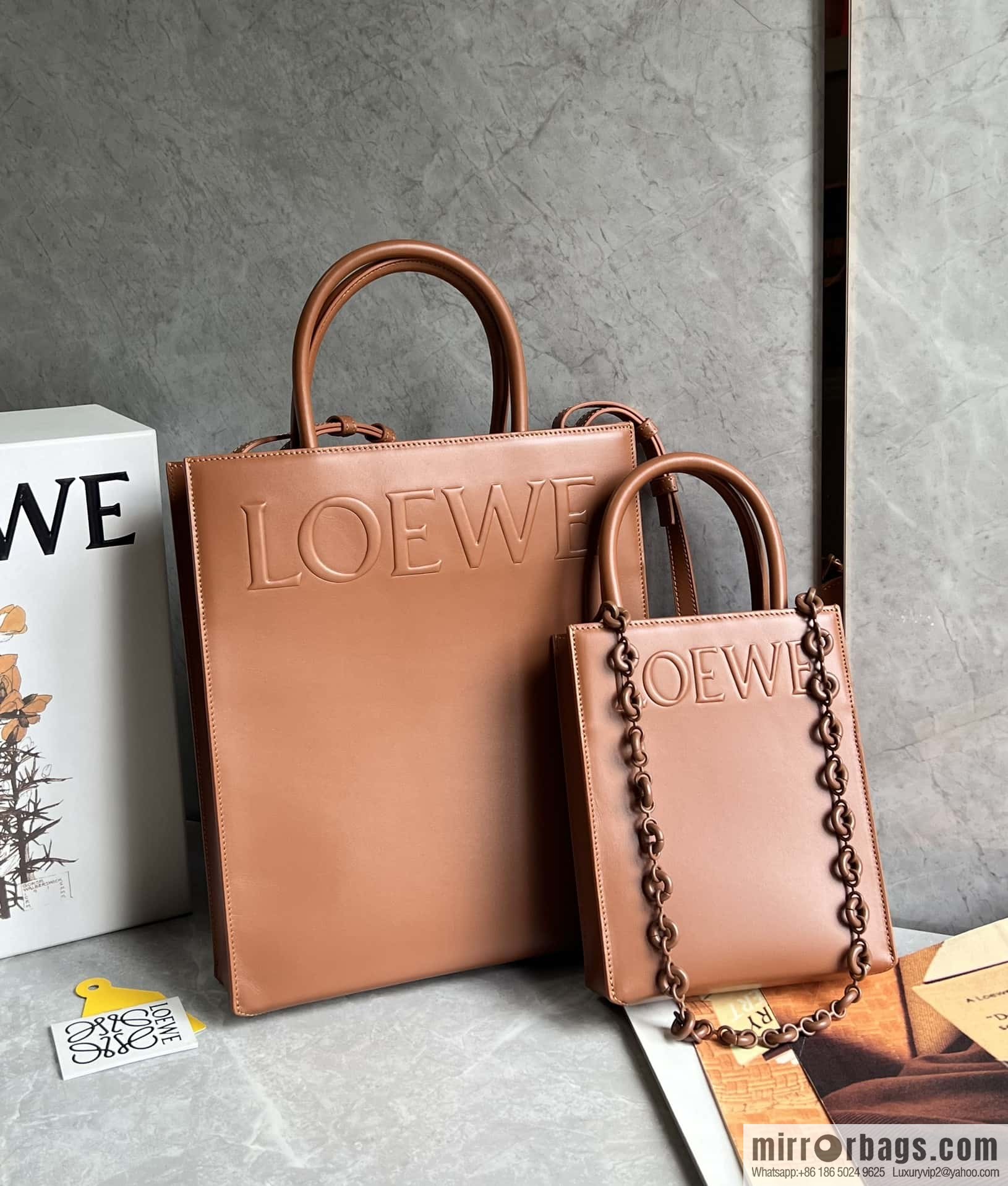LOEWE latest show A5 tote music small tote bag 0691 brown