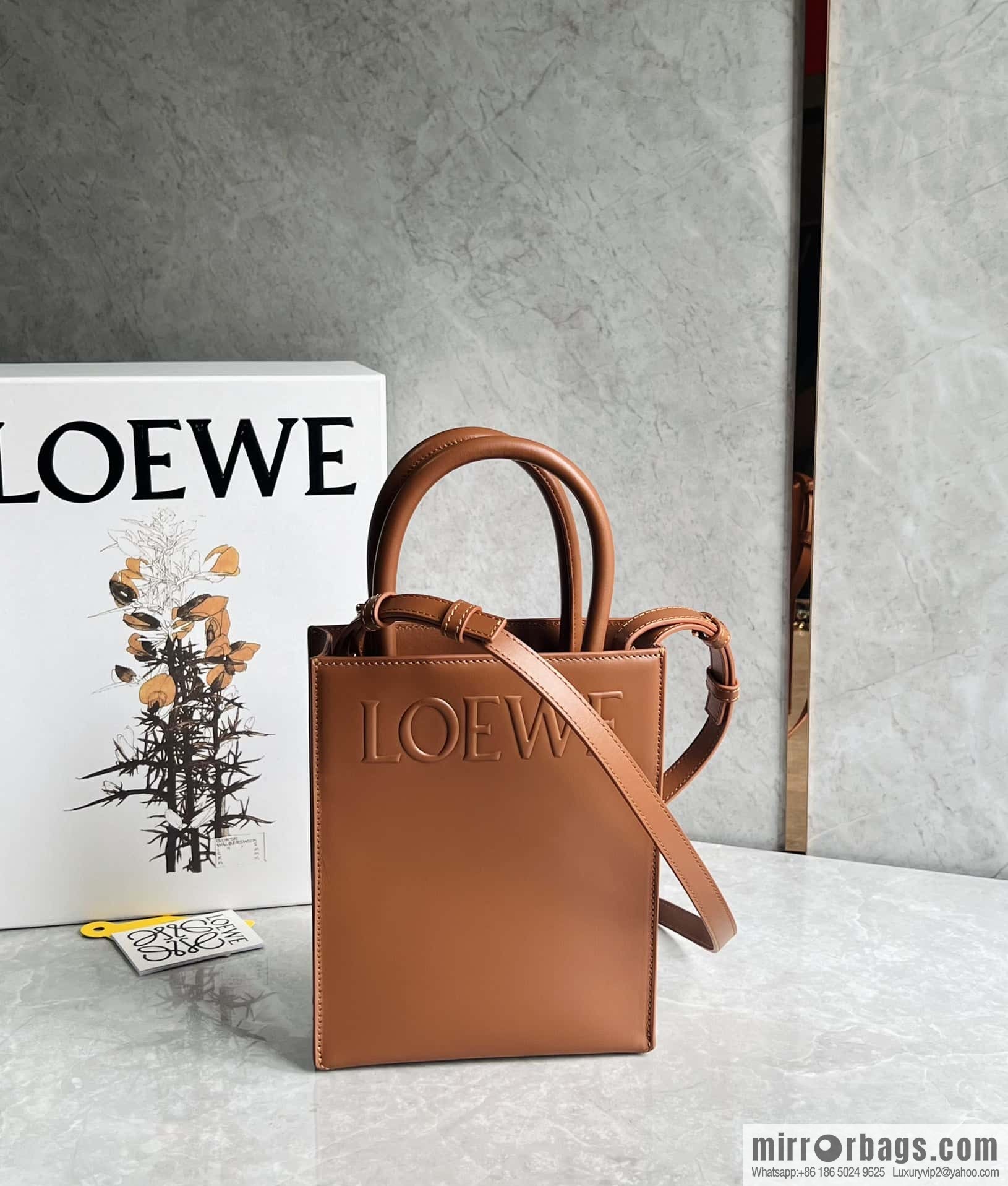 LOEWE latest show A5 tote music small tote bag 0691 brown