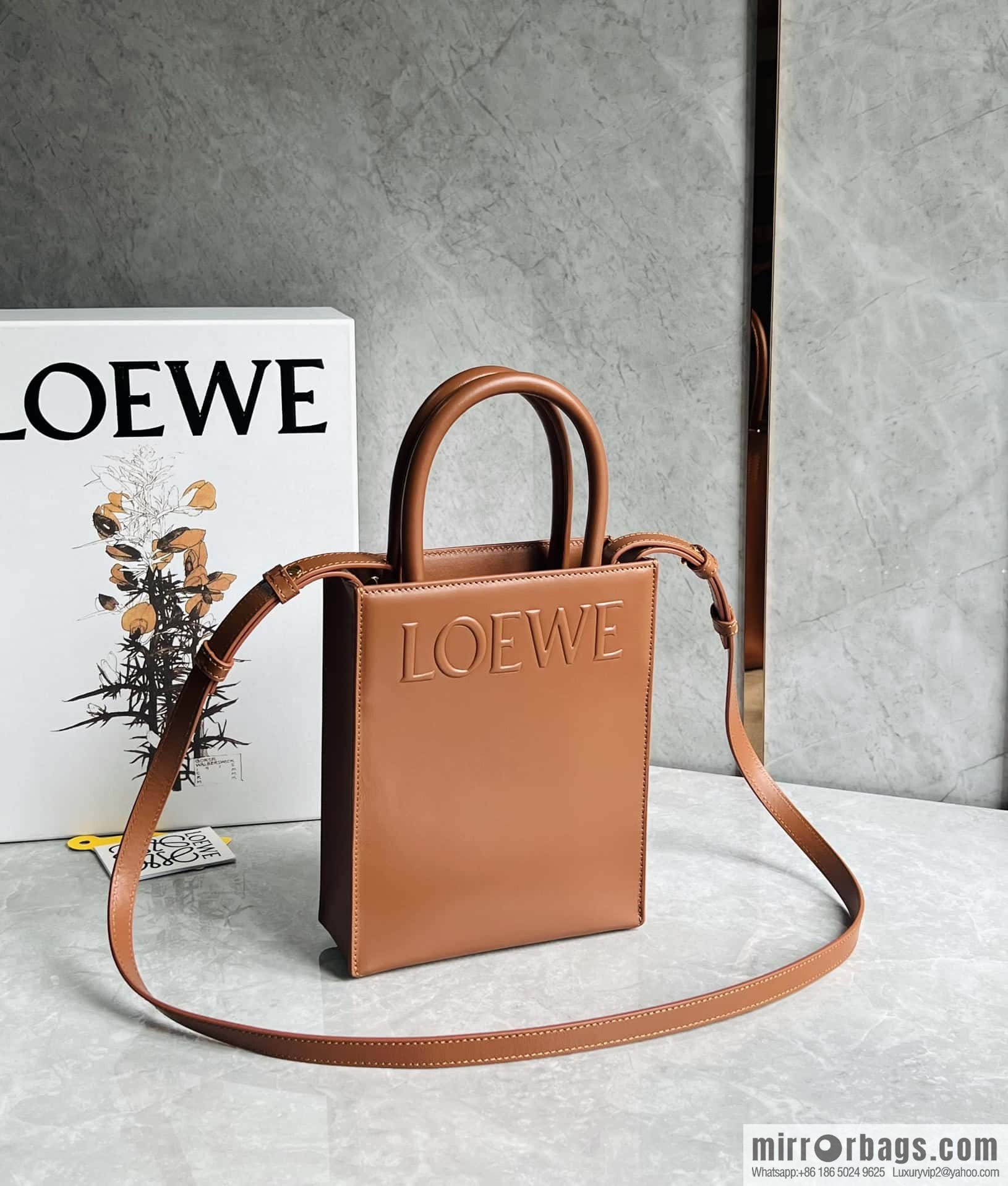 LOEWE latest show A5 tote music small tote bag 0691 brown