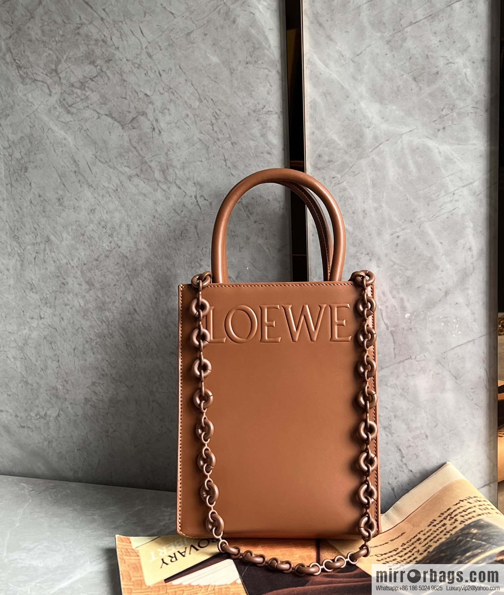 LOEWE latest show A5 tote music small tote bag 0691 brown