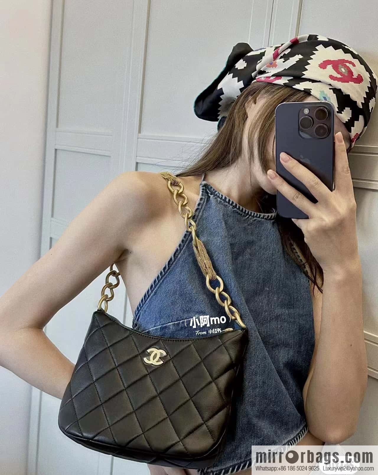 CHANEL 23A Premium Handicraft Workshop Series hobo armpit bag AS4220 black
