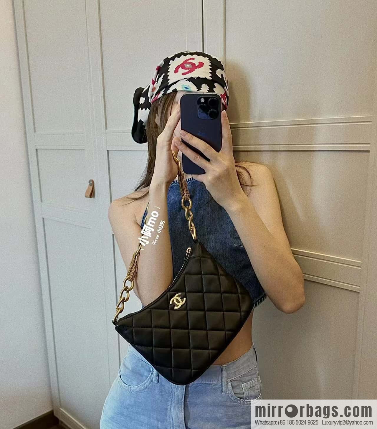 CHANEL 23A Premium Handicraft Workshop Series hobo armpit bag AS4220 black