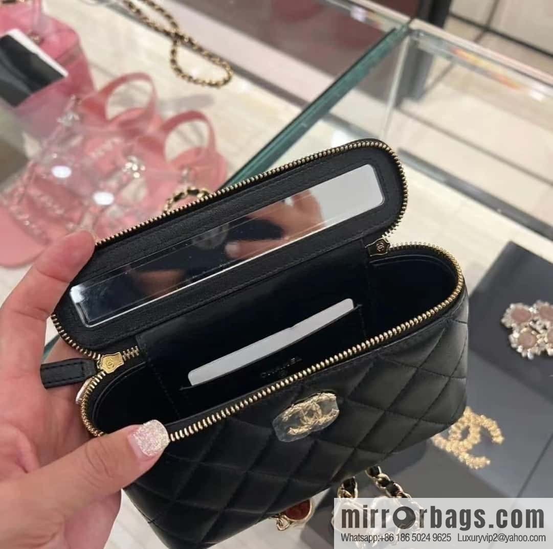 CHANEL 23A Premium Handicraft Collection, Limited Edition Gem chain strap box bag AP3416 black