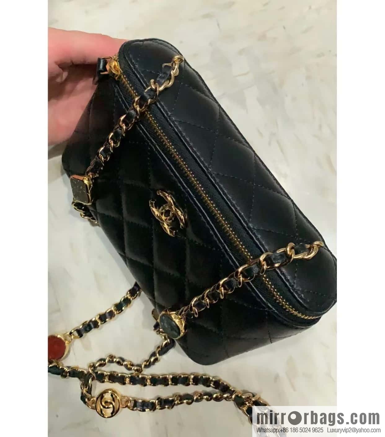CHANEL 23A Premium Handicraft Collection, Limited Edition Gem chain strap box bag AP3416 black