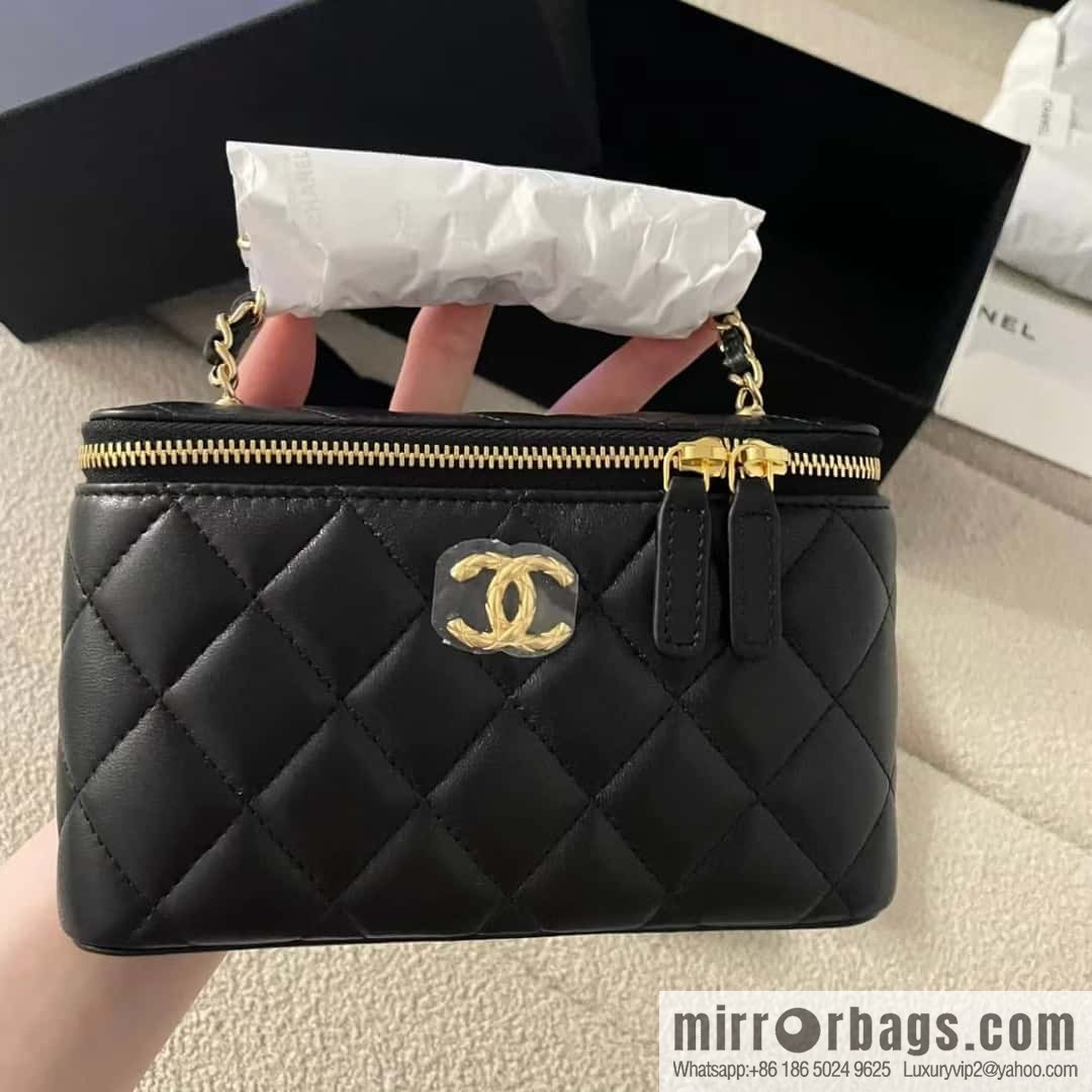CHANEL 23A Premium Handicraft Collection, Limited Edition Gem chain strap box bag AP3416 black