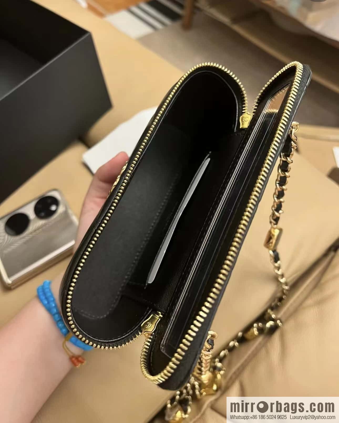CHANEL 23A Premium Handicraft Collection, Limited Edition Gem chain strap box bag AP3416 black
