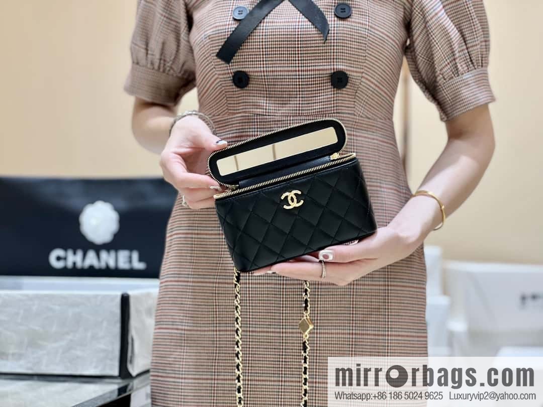 CHANEL 23A Premium Handicraft Collection, Limited Edition Gem chain strap box bag AP3416 black