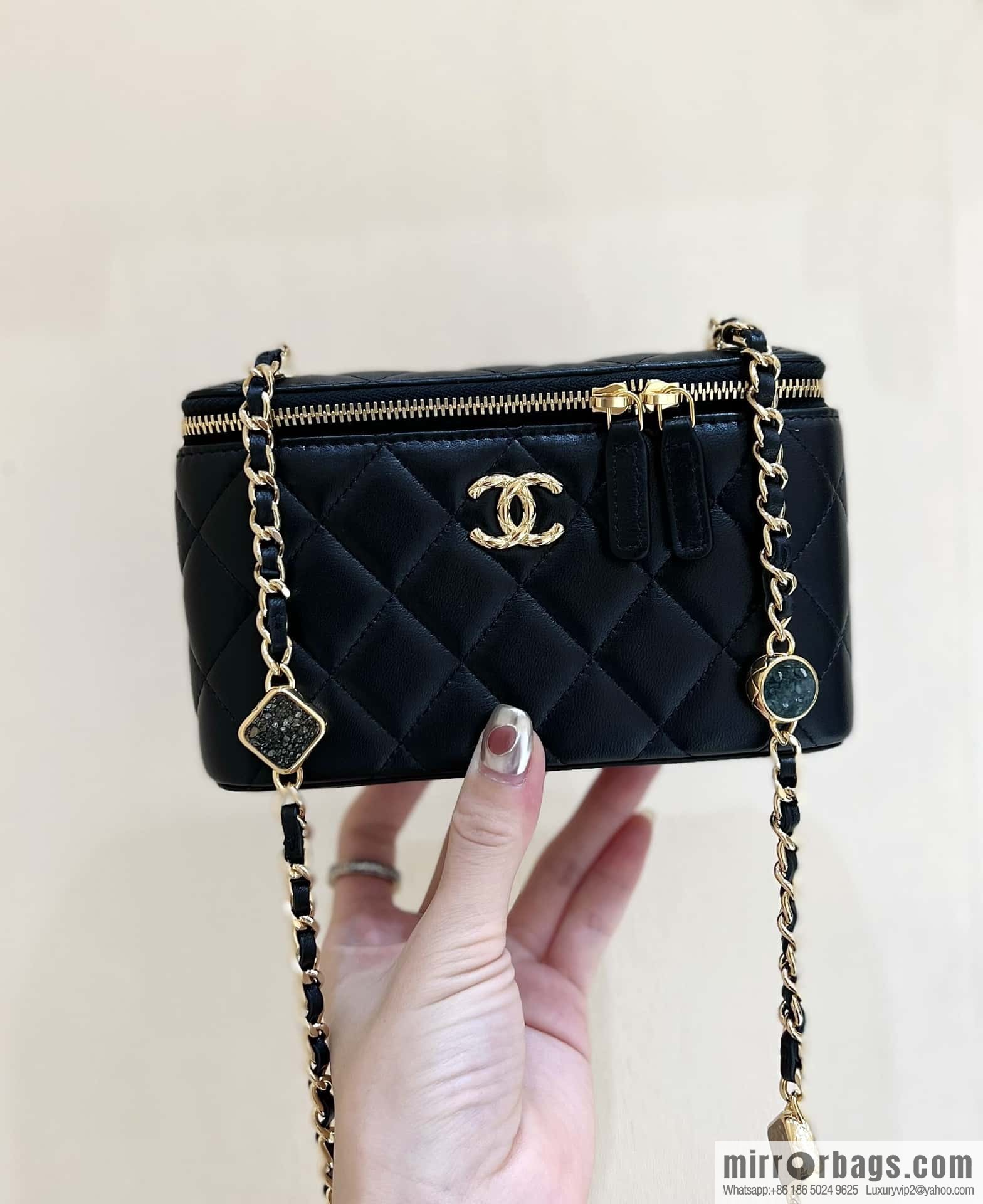 CHANEL 23A Premium Handicraft Collection, Limited Edition Gem chain strap box bag AP3416 black