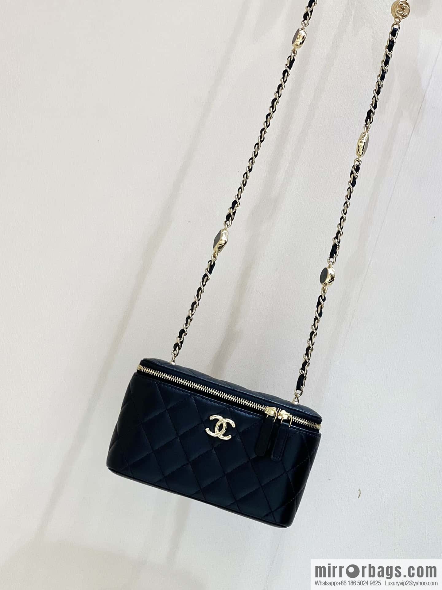 CHANEL 23A Premium Handicraft Collection, Limited Edition Gem chain strap box bag AP3416 black