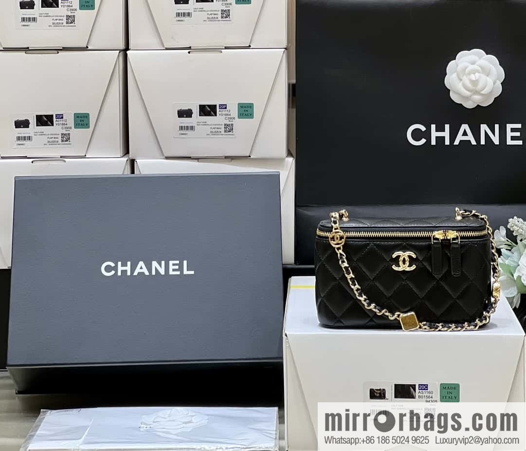 CHANEL 23A Premium Handicraft Collection, Limited Edition Gem chain strap box bag AP3416 black