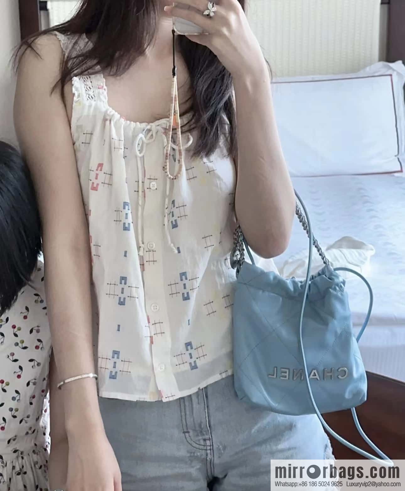 CHANEL 23S spring and summer series mini 22 bags AS3980 light blue
