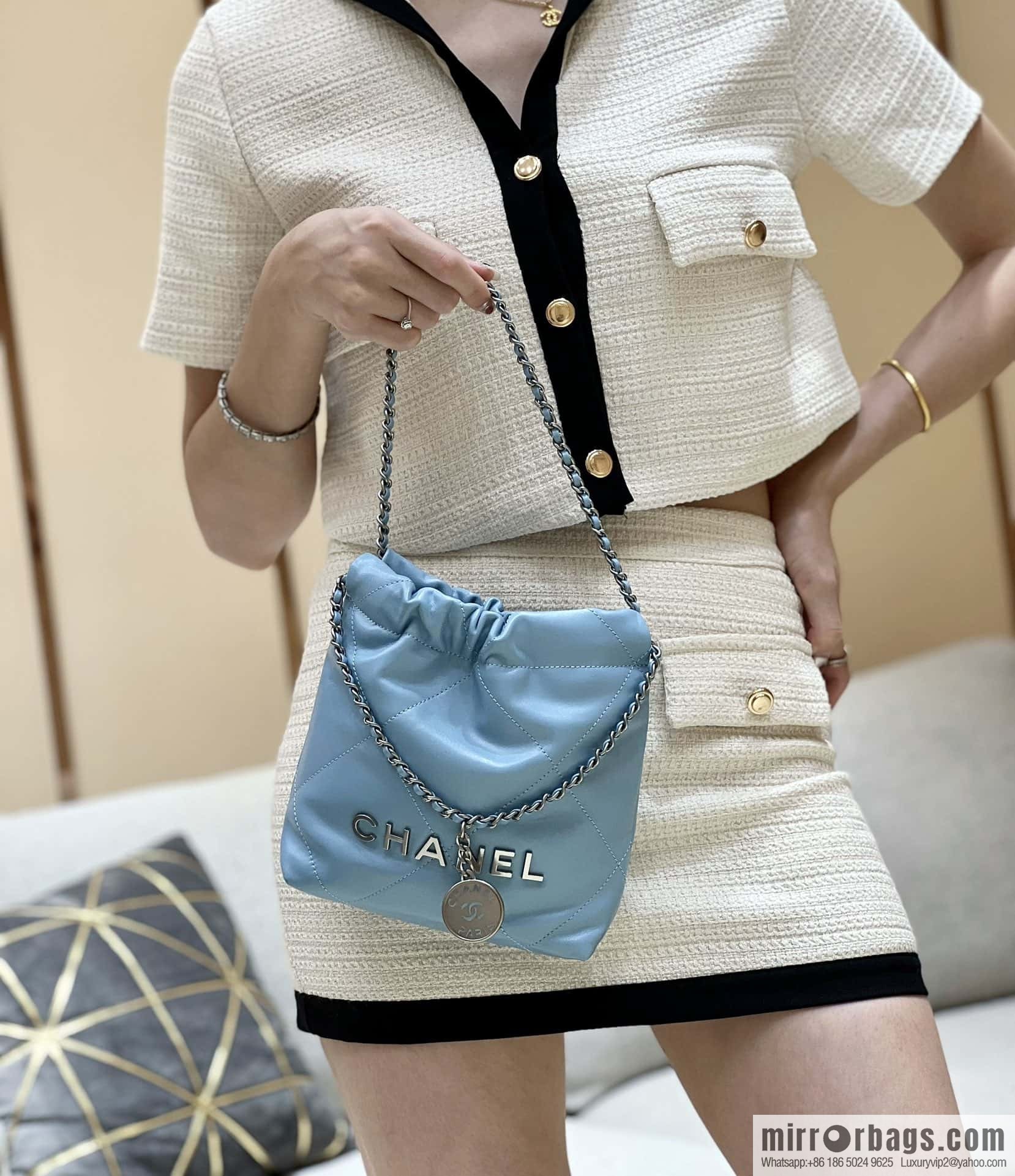 CHANEL 23S spring and summer series mini 22 bags AS3980 light blue