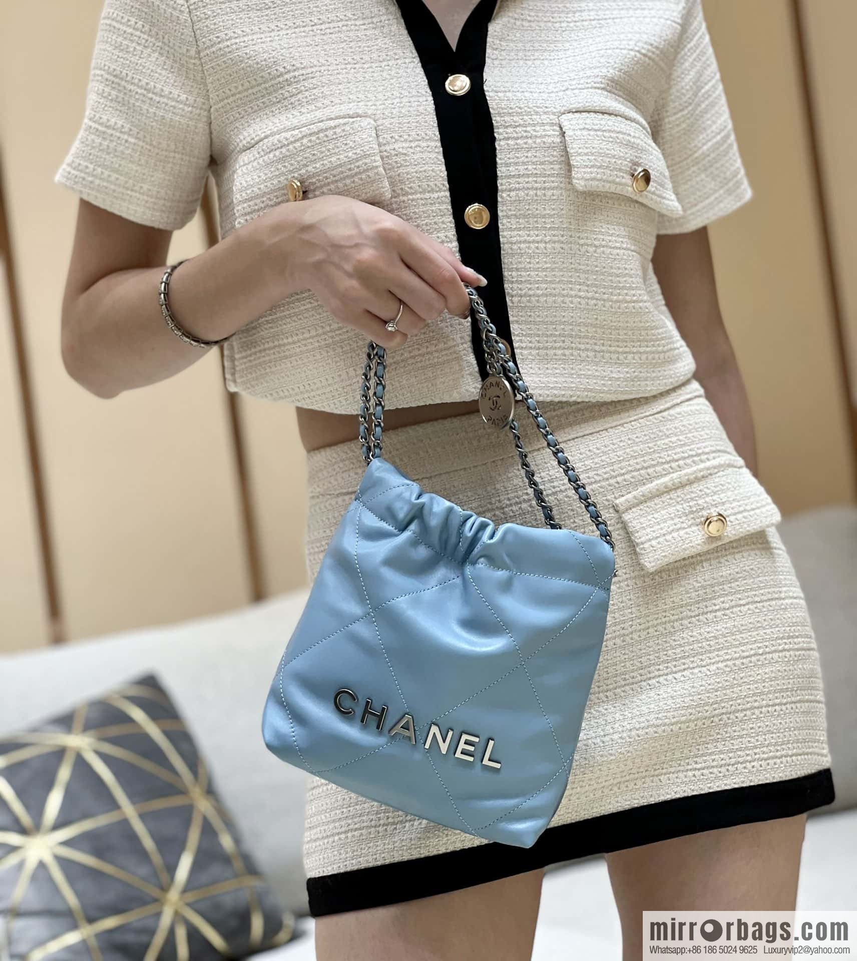 CHANEL 23S spring and summer series mini 22 bags AS3980 light blue