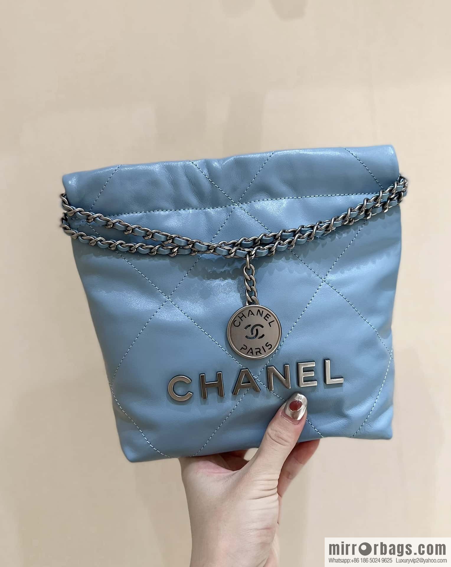 CHANEL 23S spring and summer series mini 22 bags AS3980 light blue