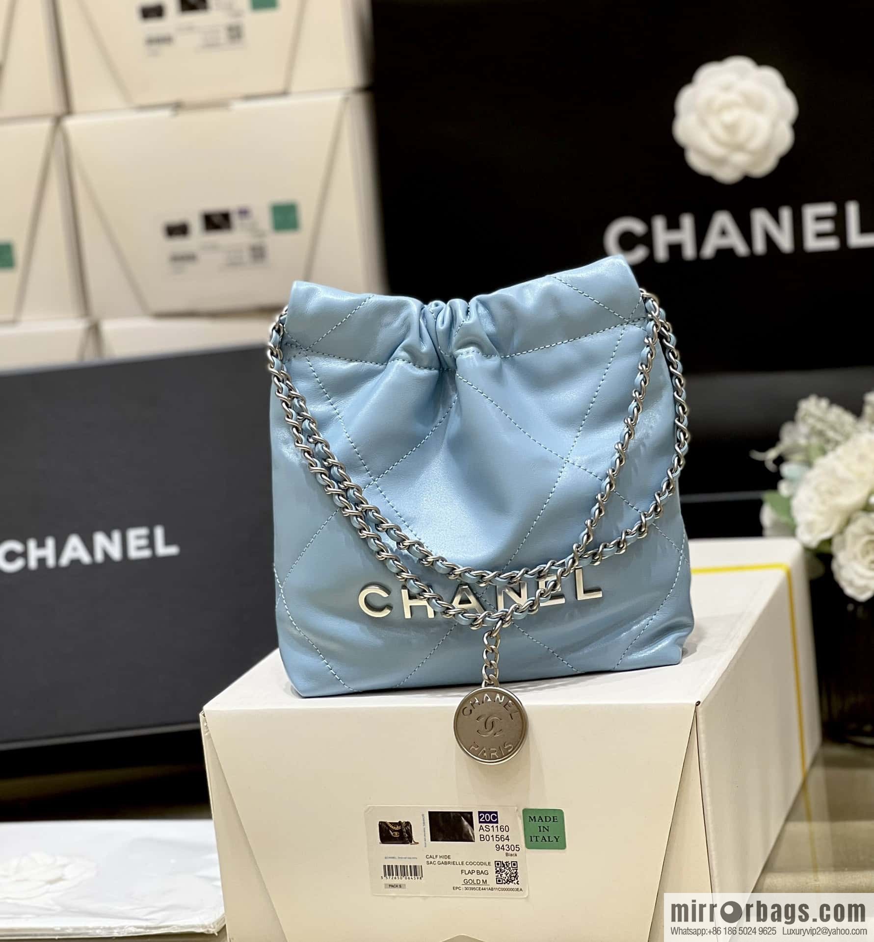 CHANEL 23S spring and summer series mini 22 bags AS3980 light blue