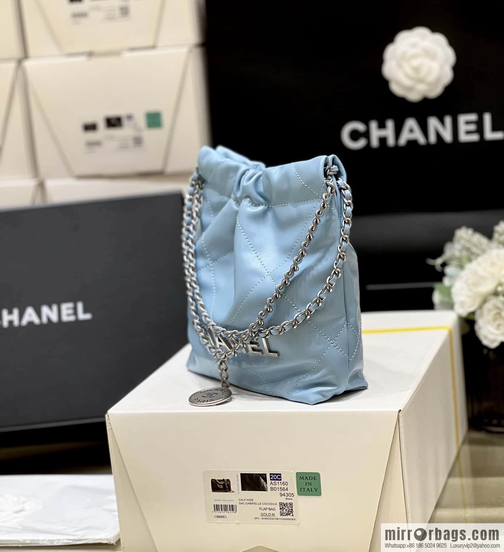 CHANEL 23S spring and summer series mini 22 bags AS3980 light blue