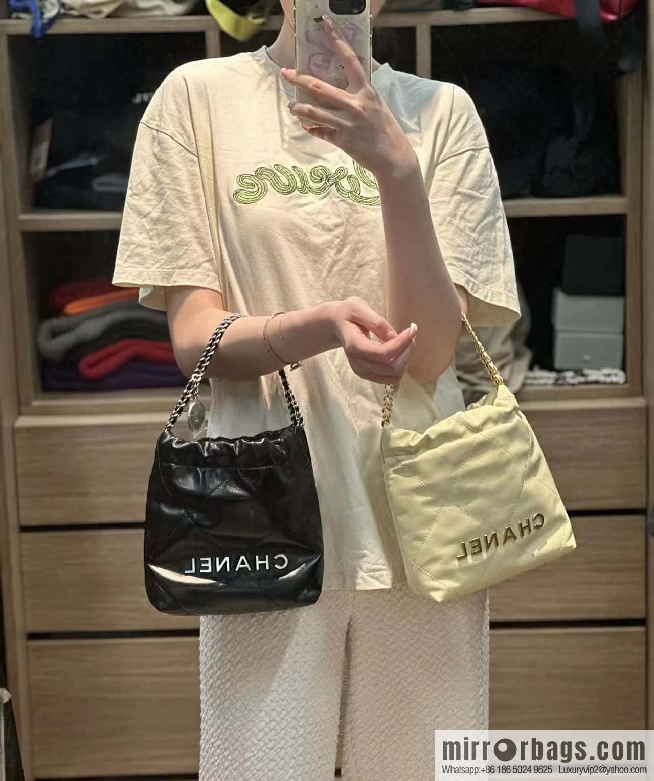 CHANEL 23S spring and summer series mini 22 bags AS3980 black