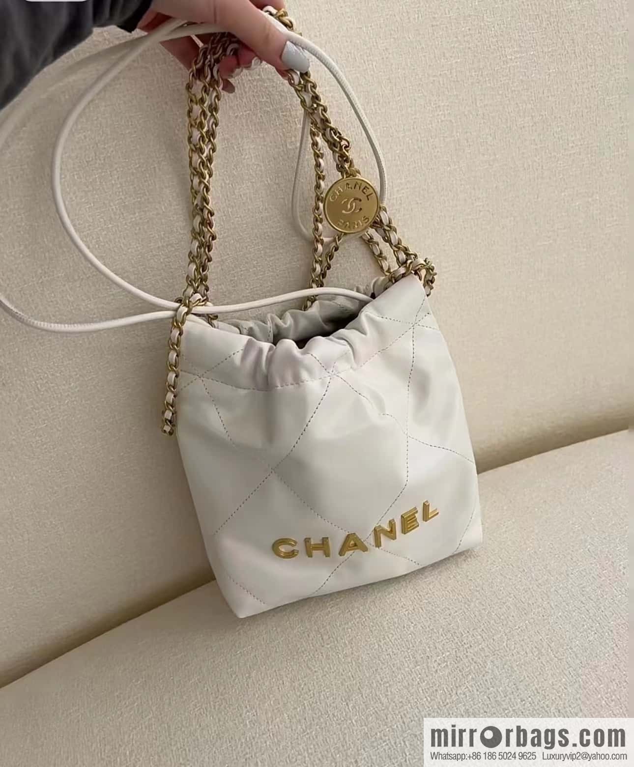 CHANEL 23S spring and summer series mini 22 bags AS3980 white