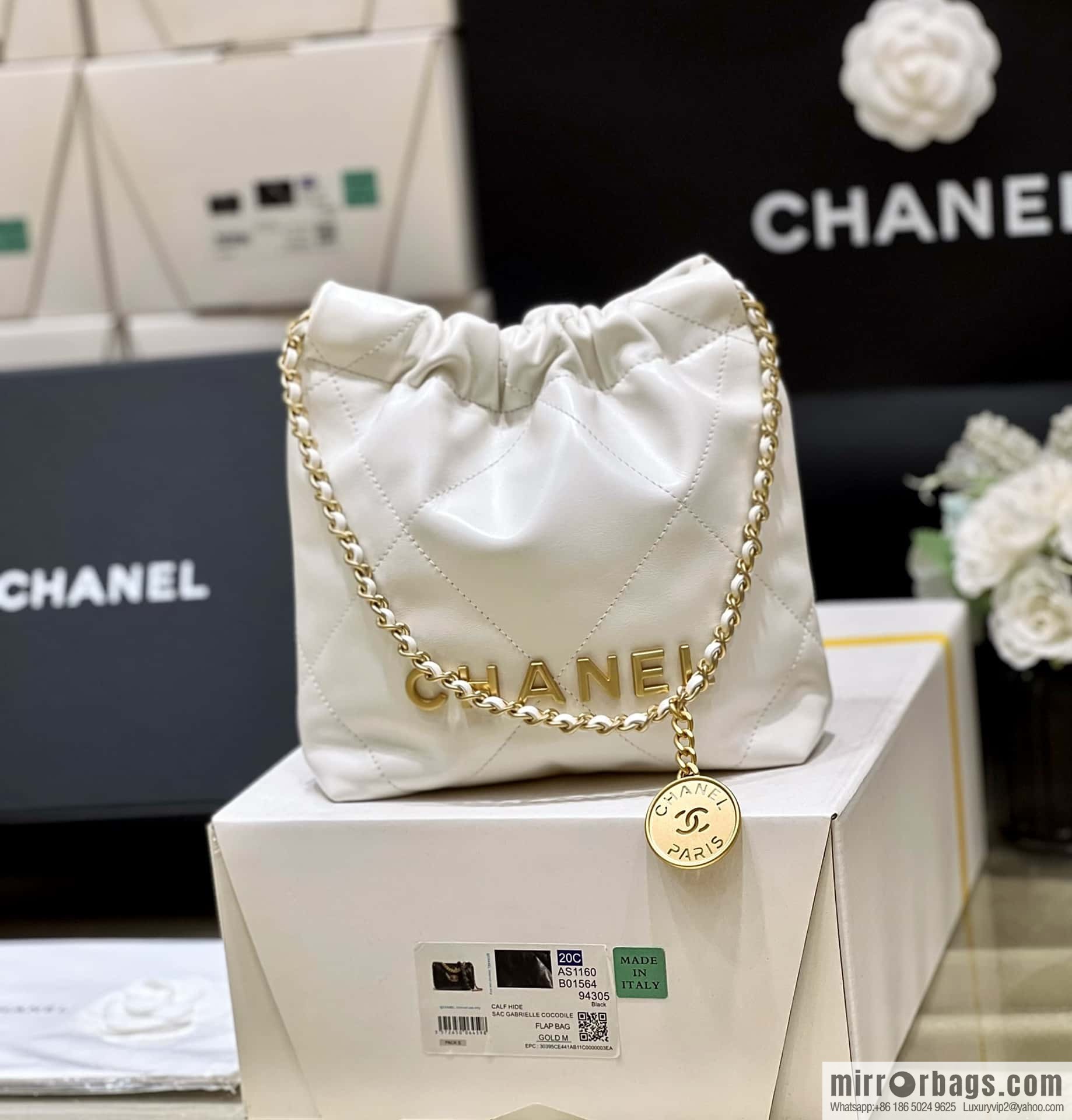 CHANEL 23S spring and summer series mini 22 bags AS3980 white