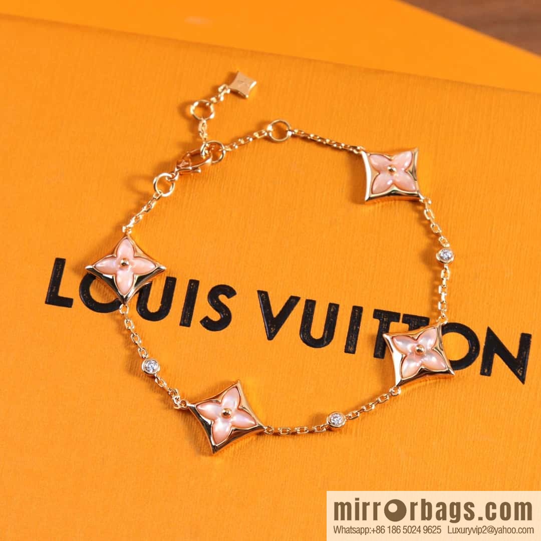 Louis Vuitton Louis Vuitton LV rhombus four-flower white shell, pink shell, malachite bracelet