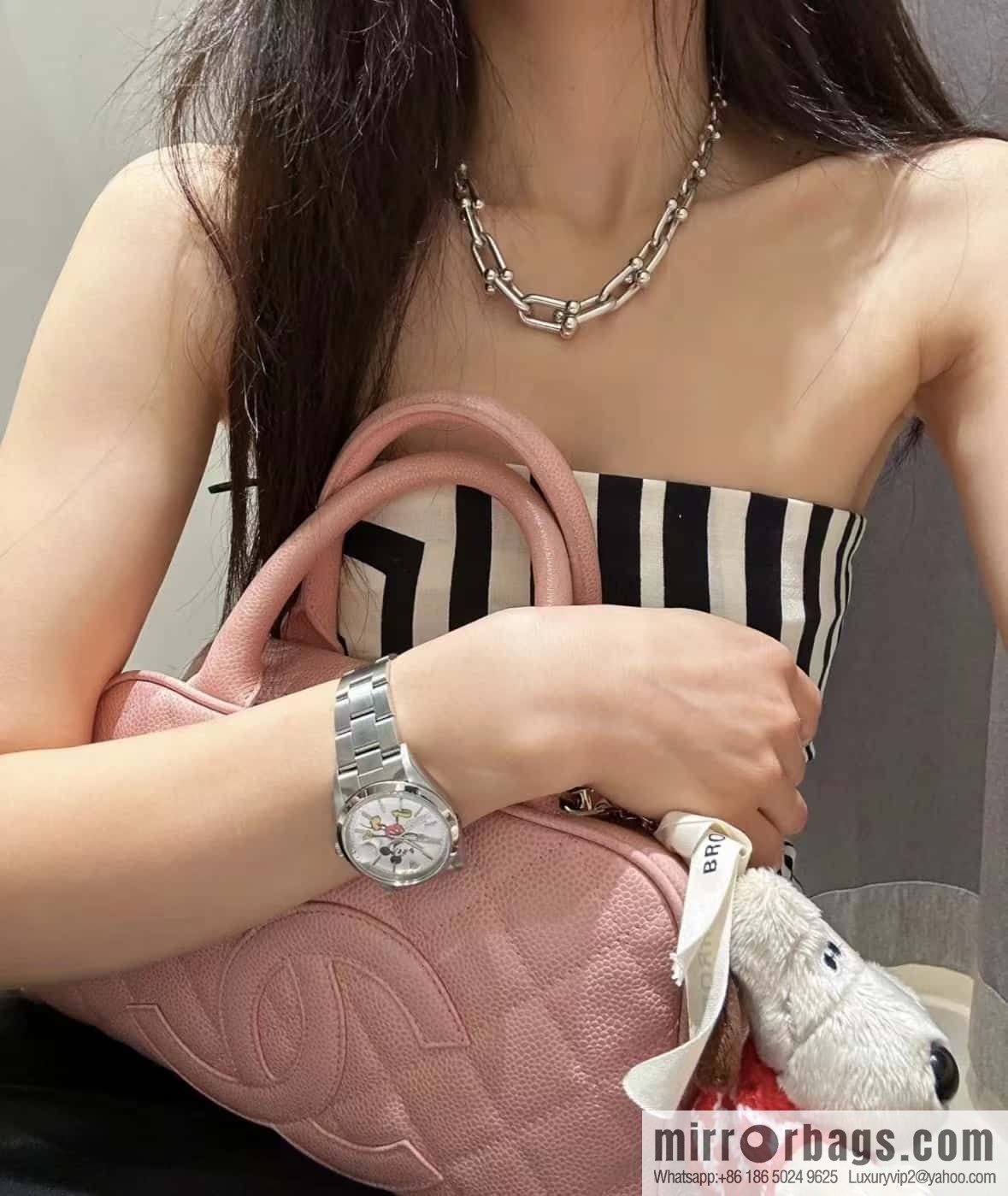 CHANEL CNNe same hot medieval bowling bag A20996 pink