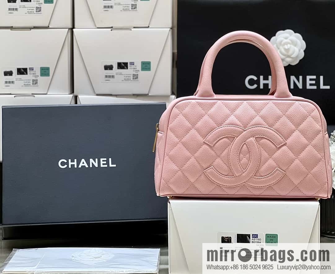 CHANEL CNNe same hot medieval bowling bag A20996 pink