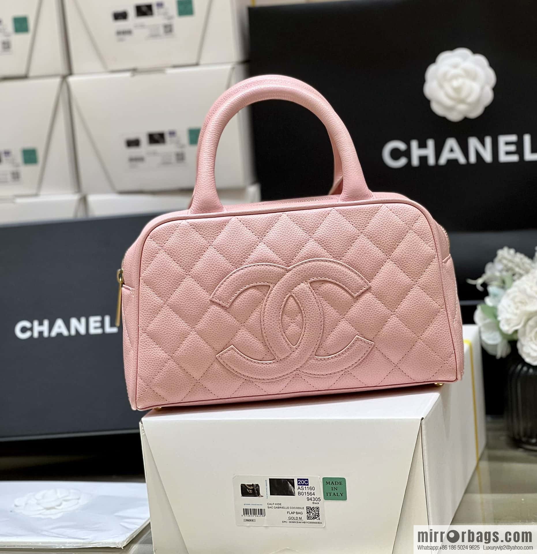 CHANEL CNNe same hot medieval bowling bag A20996 pink