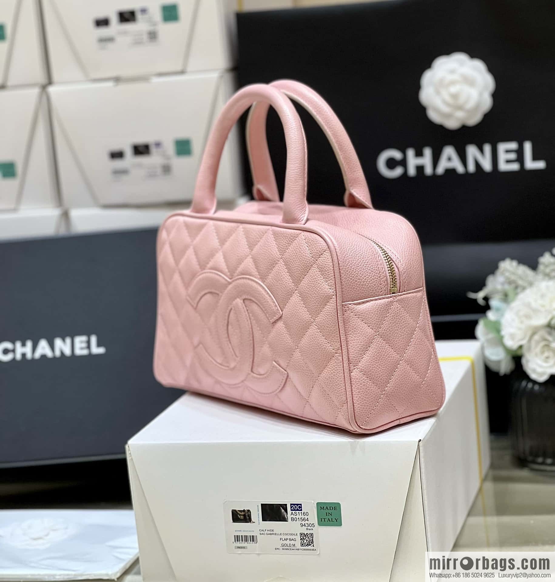 CHANEL CNNe same hot medieval bowling bag A20996 pink