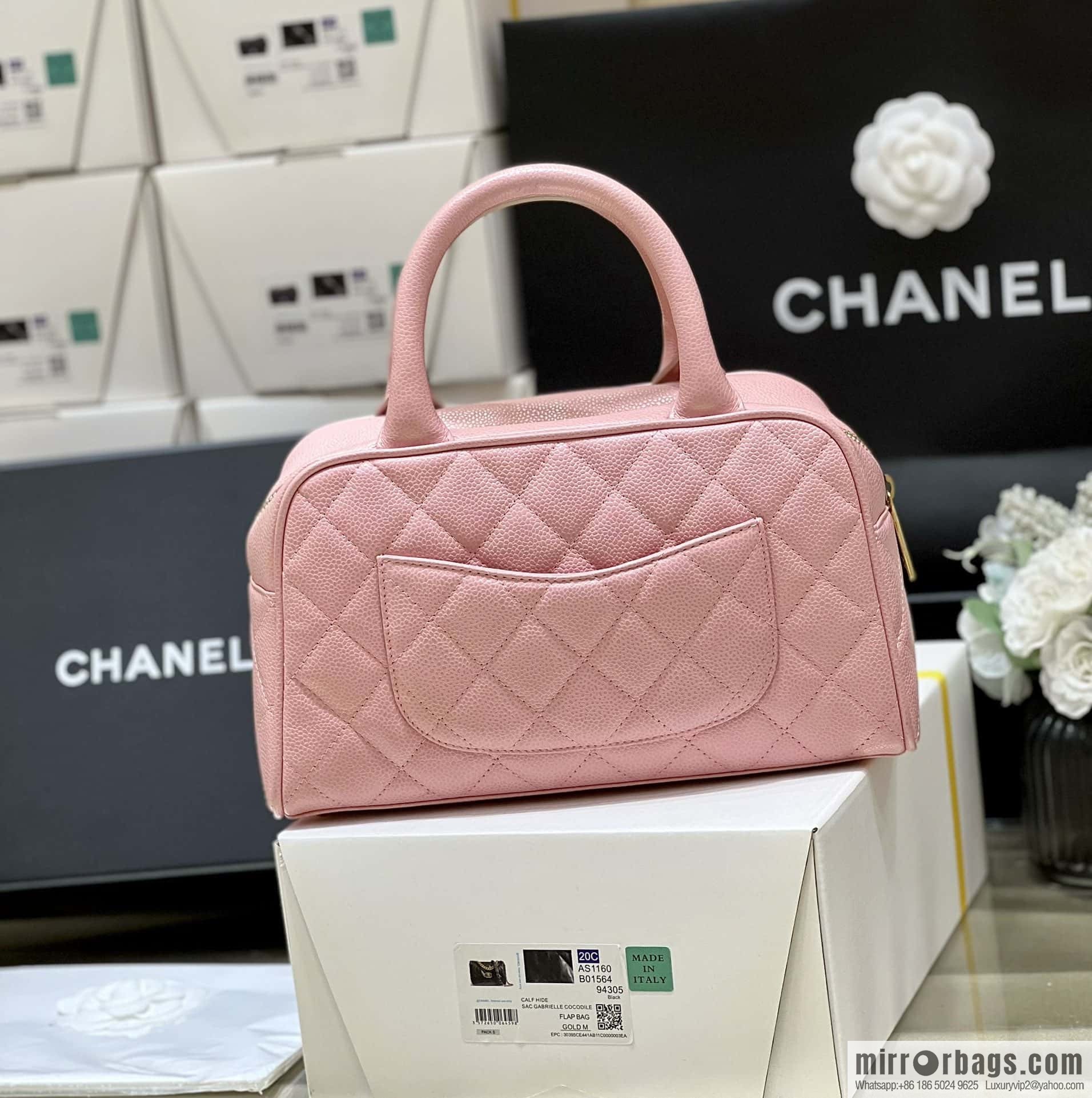 CHANEL CNNe same hot medieval bowling bag A20996 pink