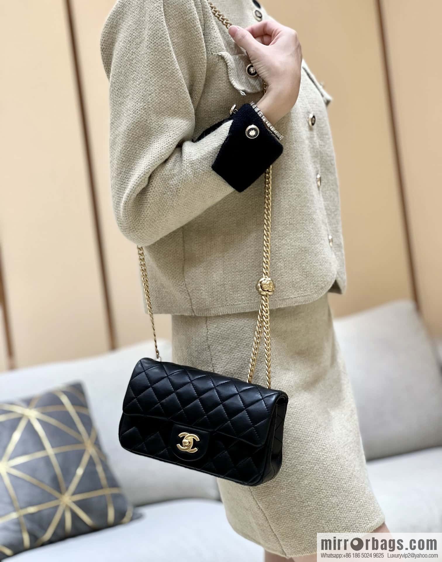 CHANEL 23S Camellia adjustment buckle, large mini20cm AS4041