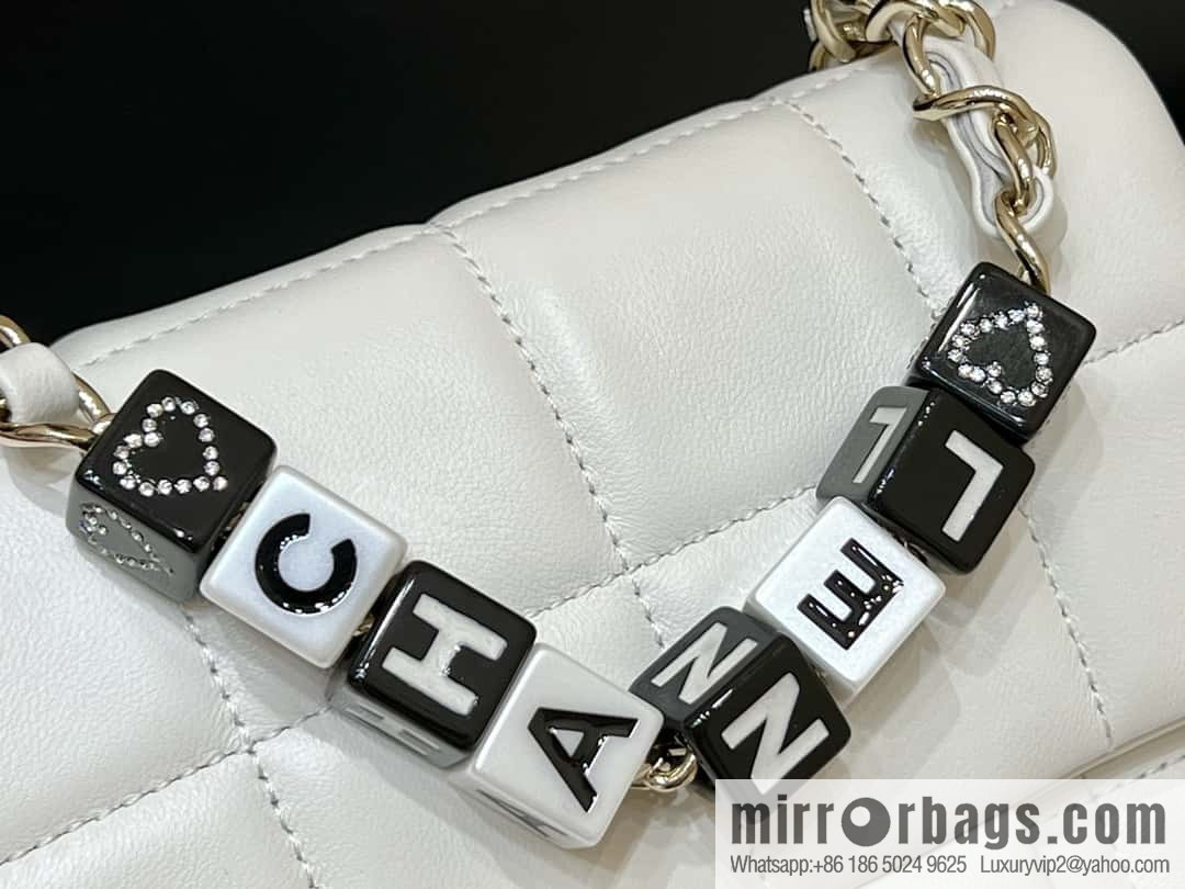 CHANEL 23C dice chain strap square fat man AS3744 white