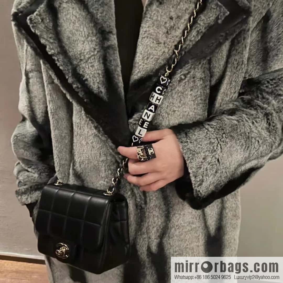 CHANEL 23C dice chain strap fat AS3744 black