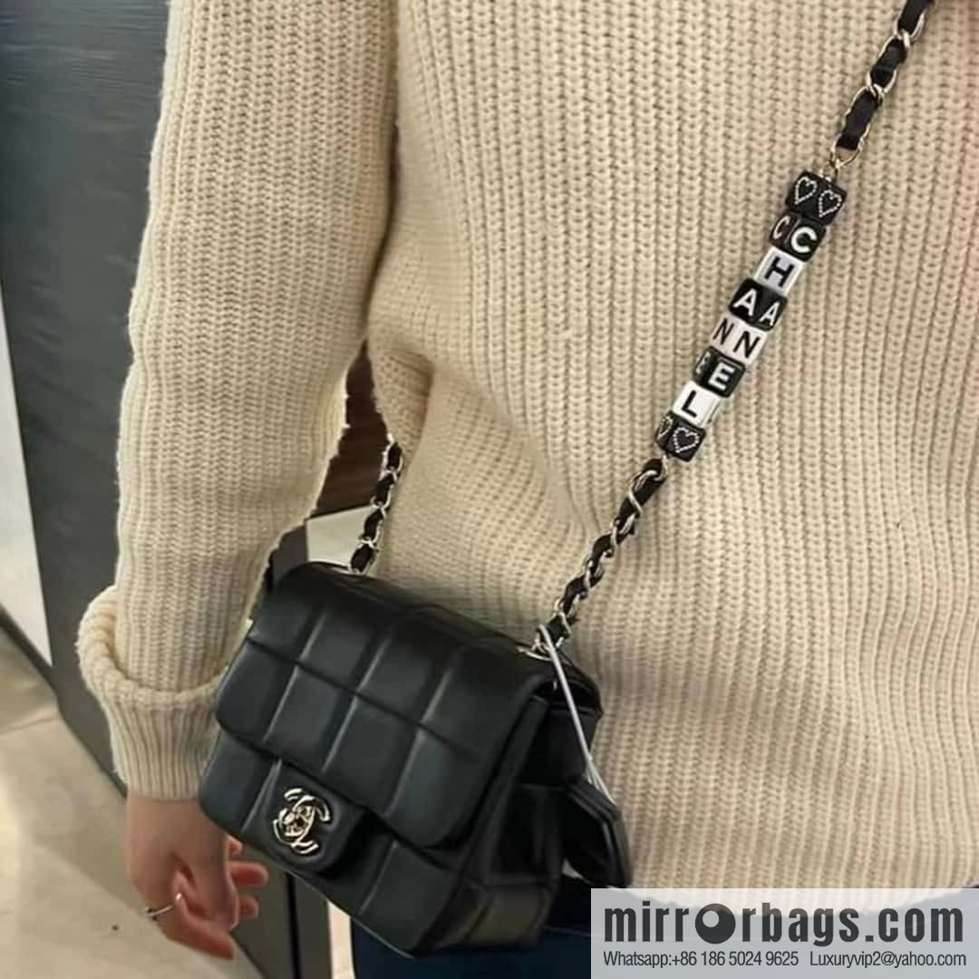 CHANEL 23C dice chain strap fat AS3744 black
