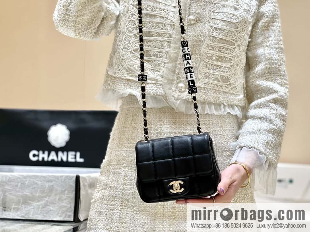 CHANEL 23C dice chain strap fat AS3744 black