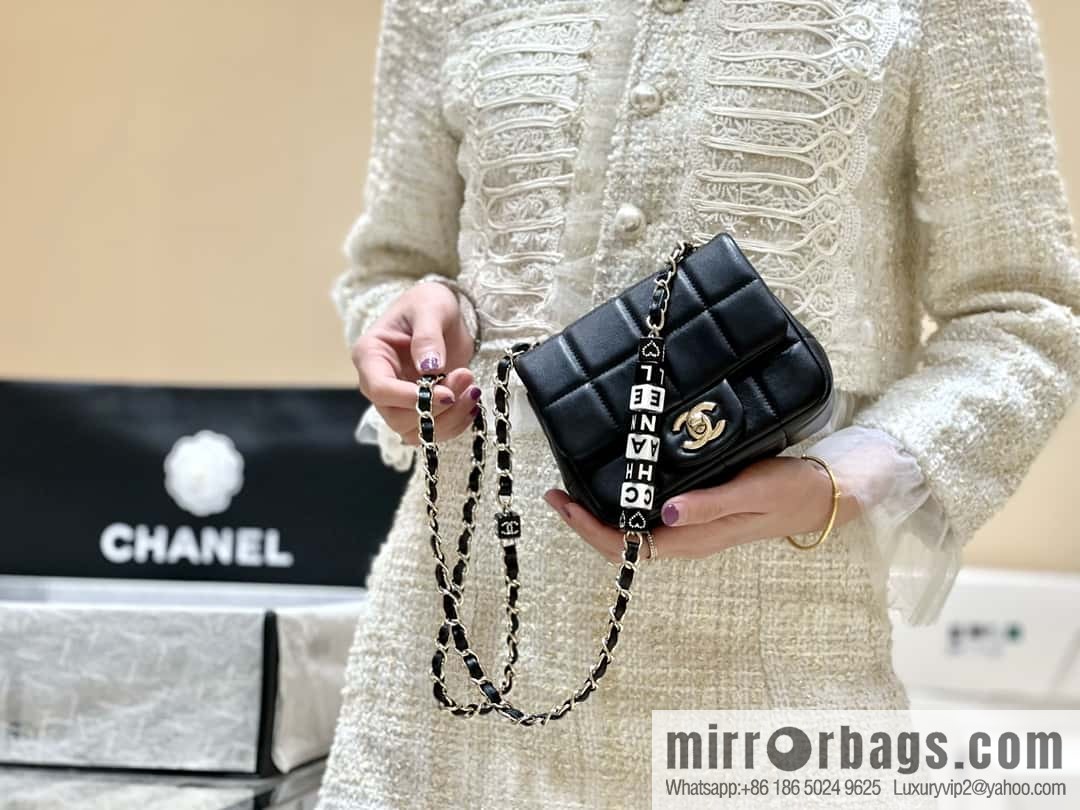 CHANEL 23C dice chain strap fat AS3744 black