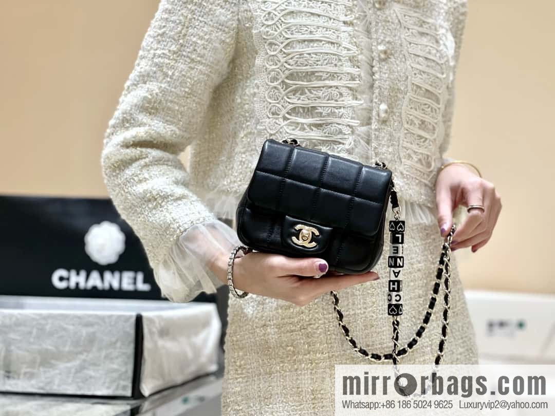 CHANEL 23C dice chain strap fat AS3744 black