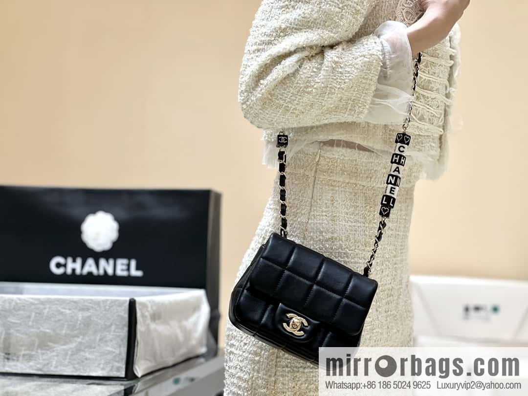CHANEL 23C dice chain strap fat AS3744 black