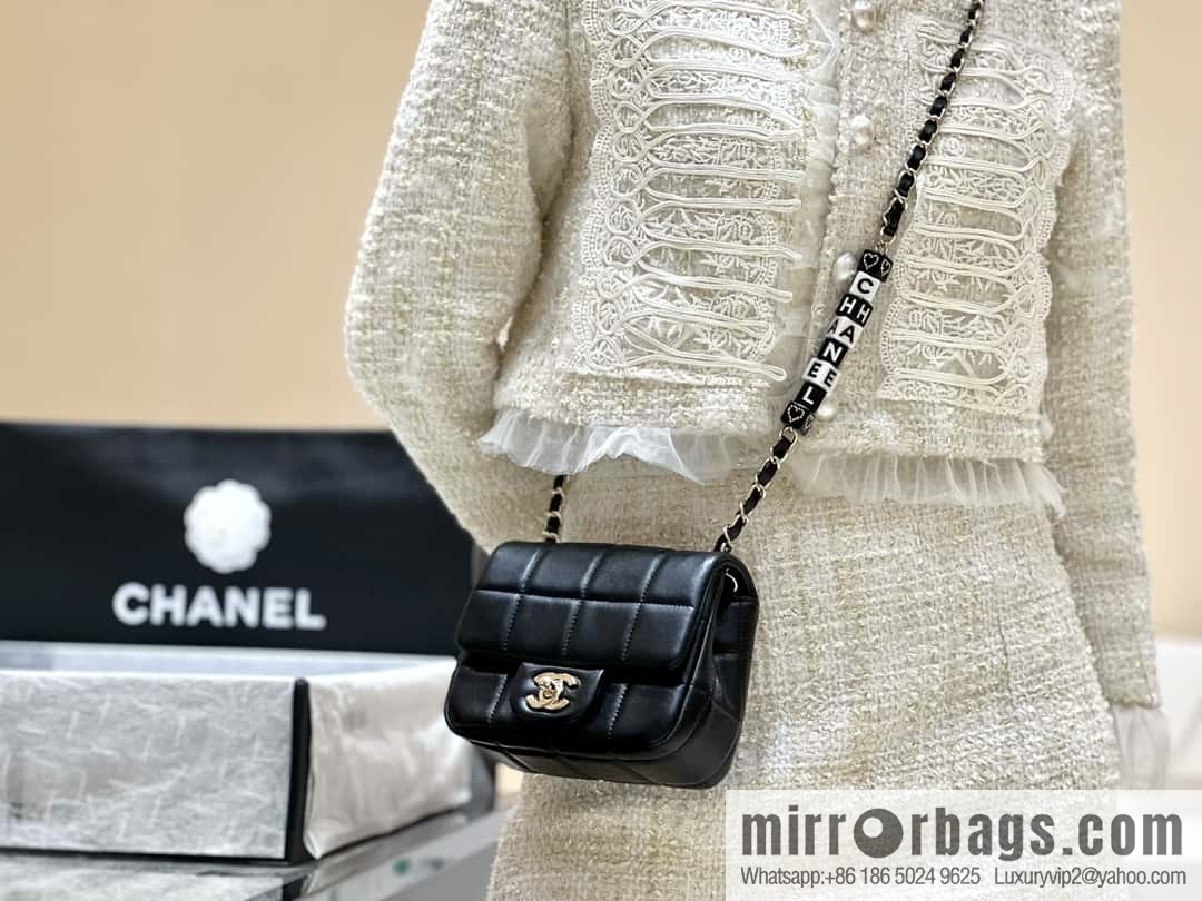 CHANEL 23C dice chain strap fat AS3744 black