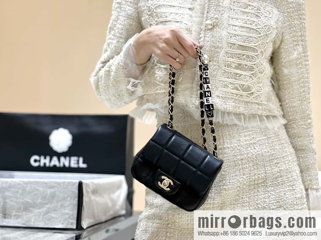 CHANEL 23C dice chain strap fat AS3744 black