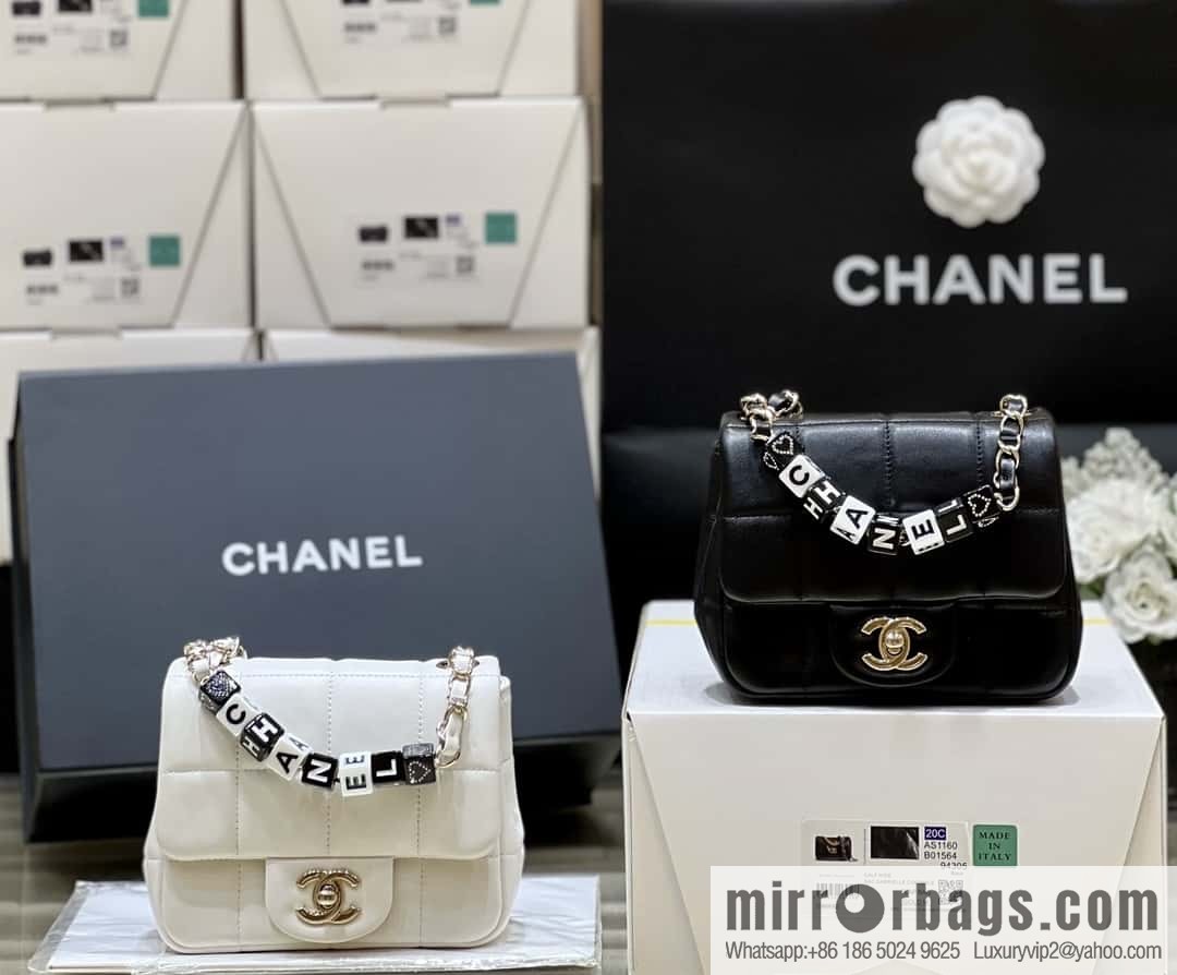 CHANEL 23C dice chain strap fat AS3744 black
