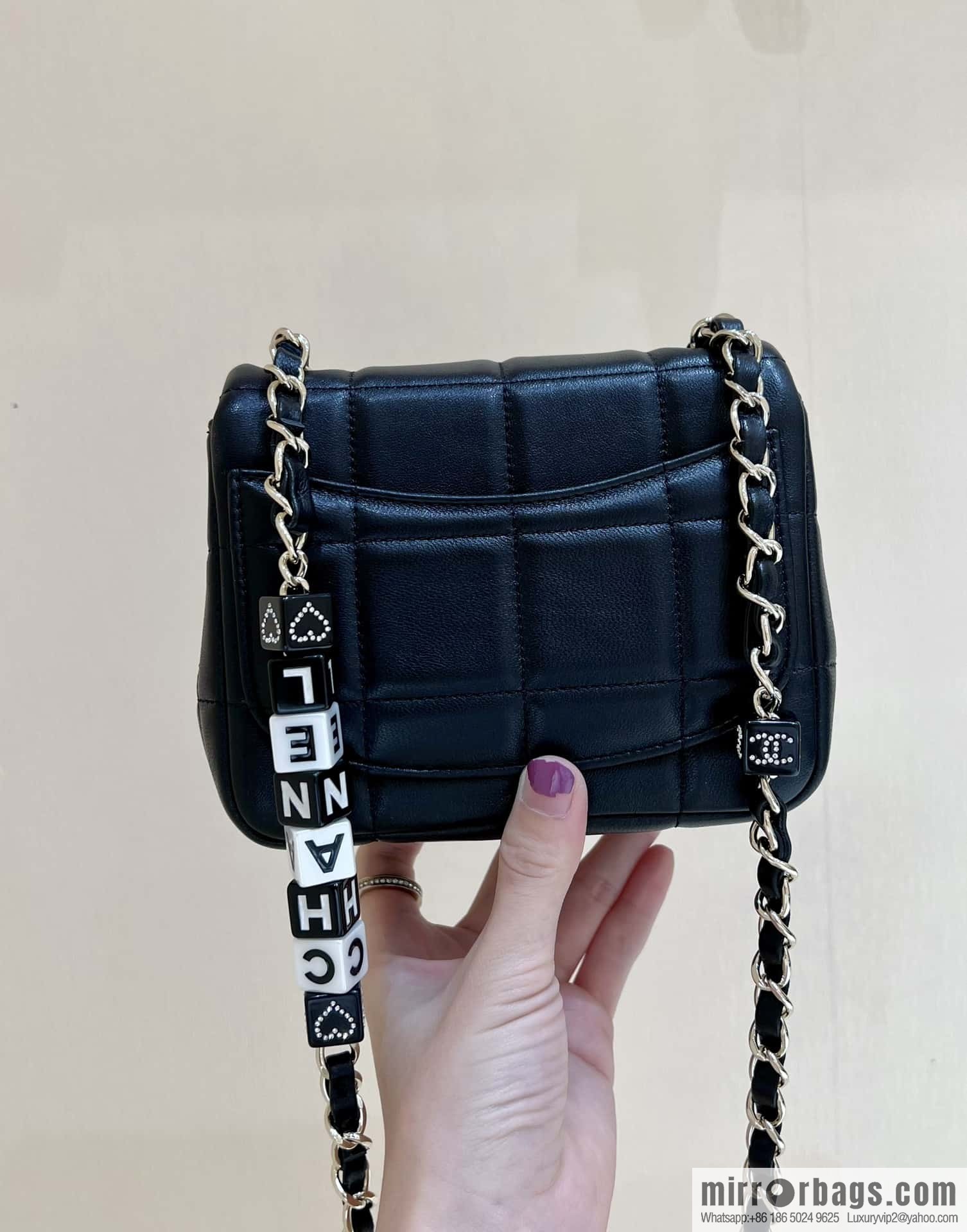 CHANEL 23C dice chain strap fat AS3744 black