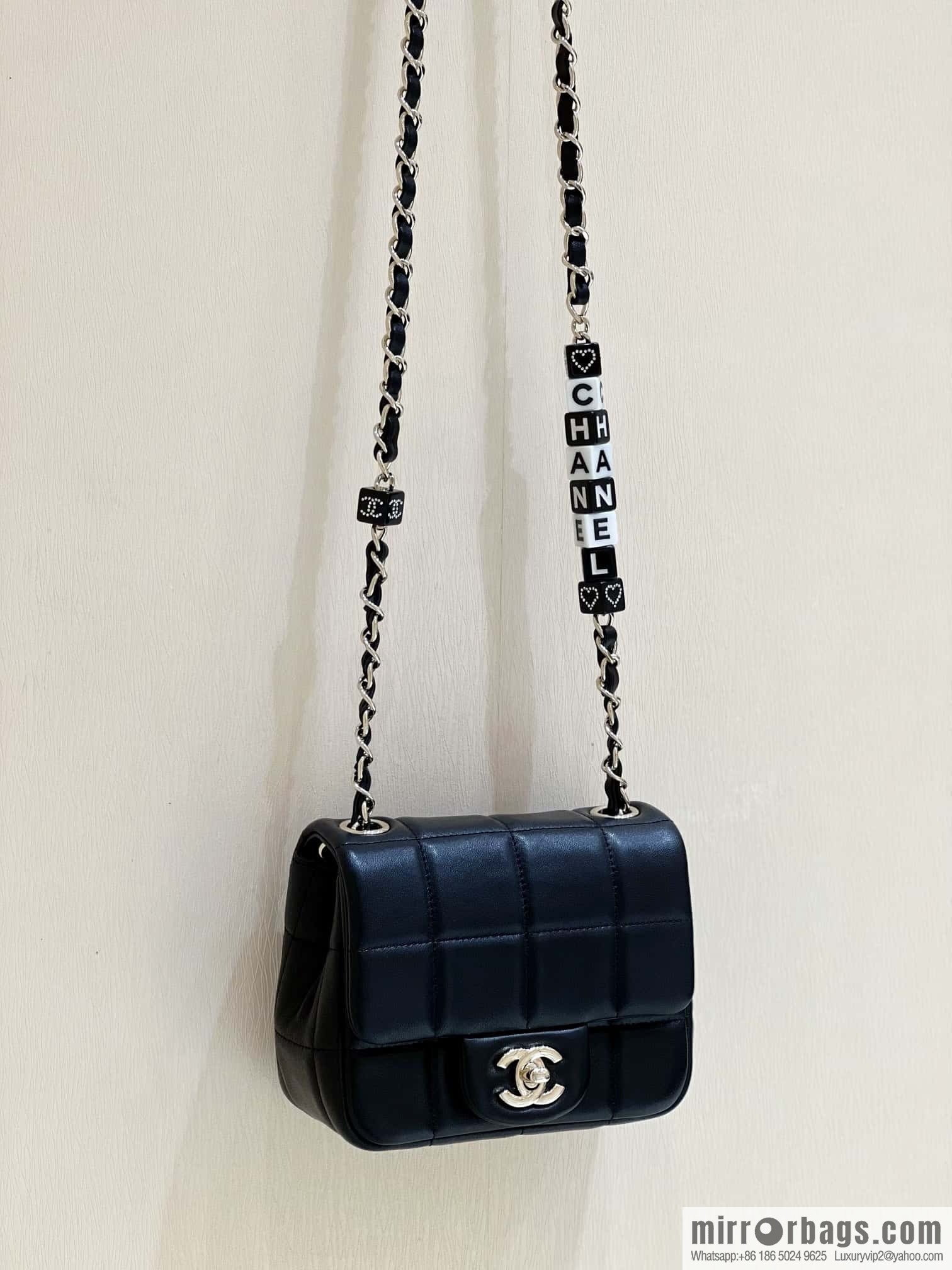 CHANEL 23C dice chain strap fat AS3744 black