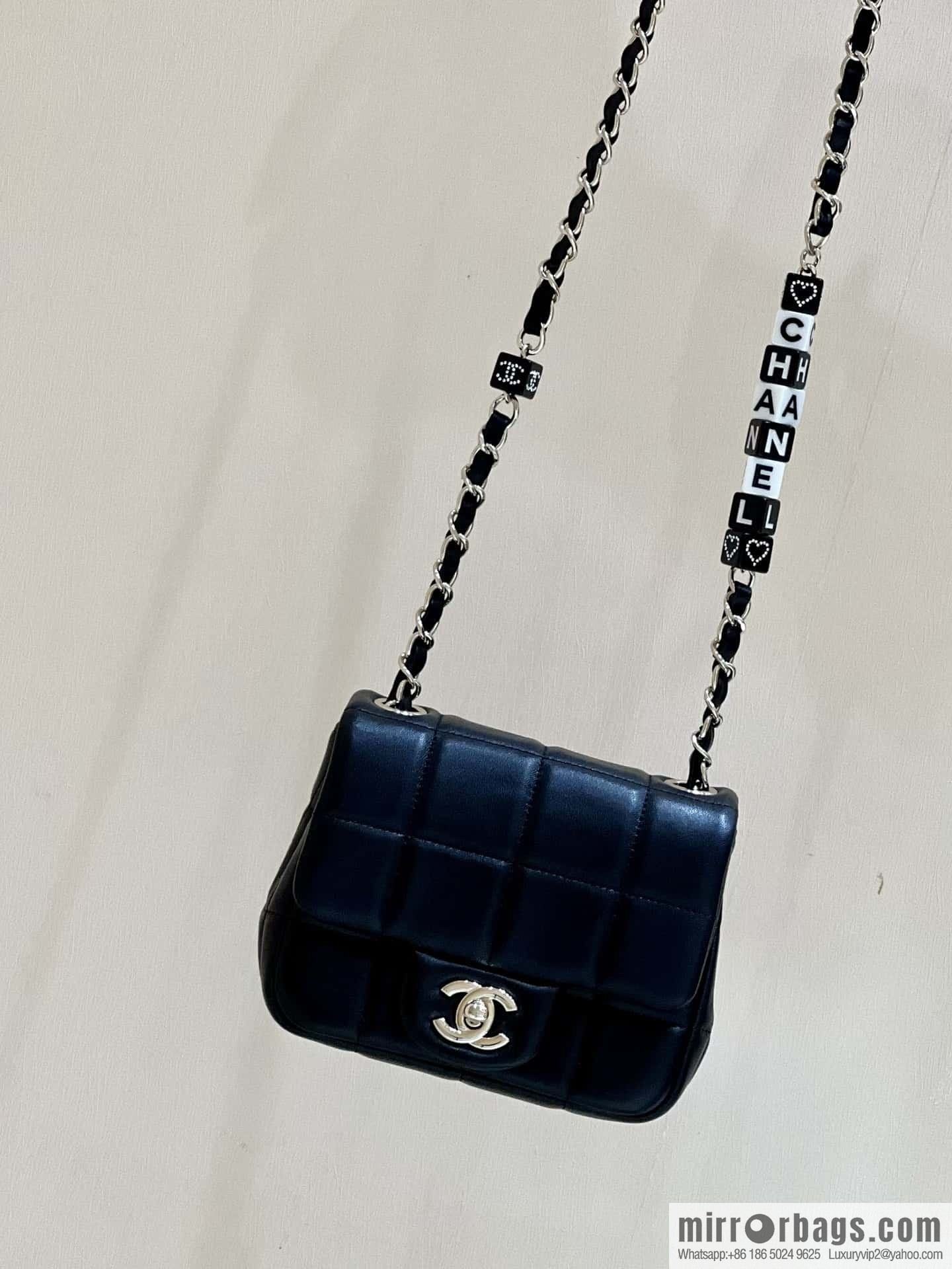 CHANEL 23C dice chain strap fat AS3744 black