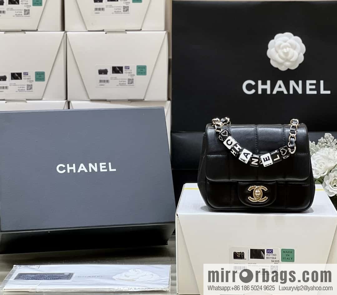 CHANEL 23C dice chain strap fat AS3744 black